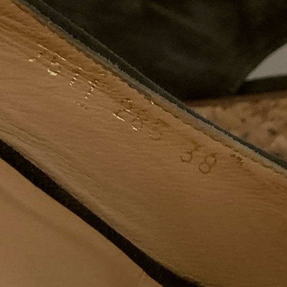 Shoe Box Loden /Olive Suede Open Toe Wedge 38 - Picture 7 of 8